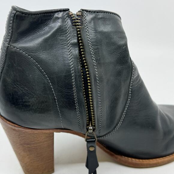 N.D.C. Ness Made by Hand Black Leather Heeled Ankle Boots - Picture 8 of 10